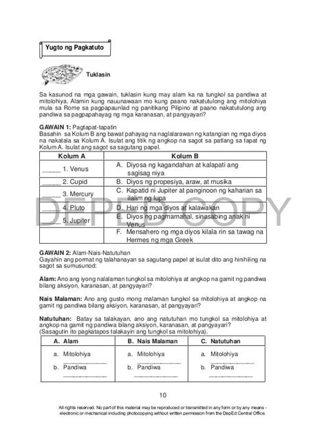 Filipino Grade 10 Learner's Module .